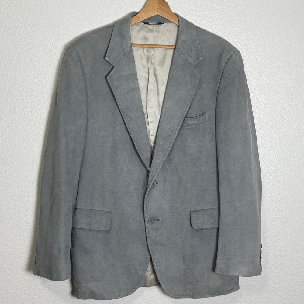 Kuppenheimer Men's Gray Prima Suede 2 Button Single Breasted Blazer Size 42 R
